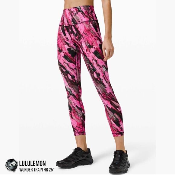 LULULEMON WUNDER TRAIN HIGH-RISE 25” INCENTIVE REFRESH SONIC PINK SIZE 2 LEGGING - Picture 3 of 15